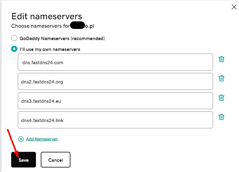 Изменение DNS домена godaddy.com