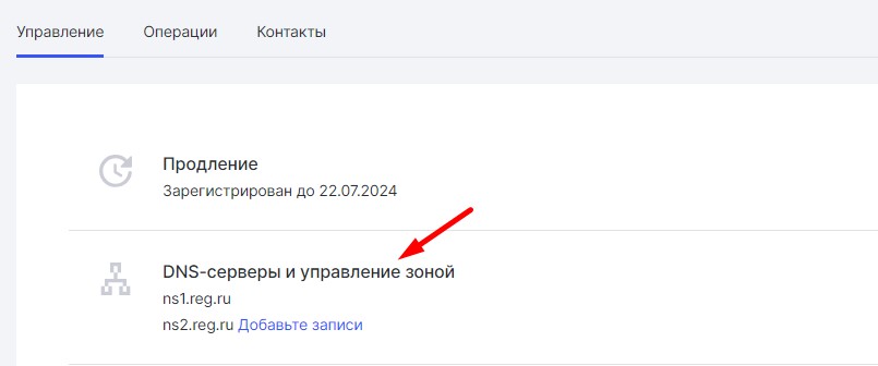 Изменение DNS домена Reg.ru